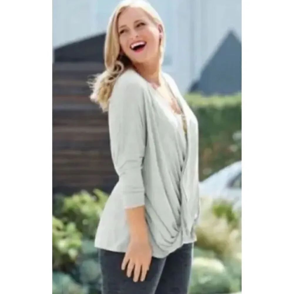 CAbi Taylor draped twist wrap top Style 3245 sz Small